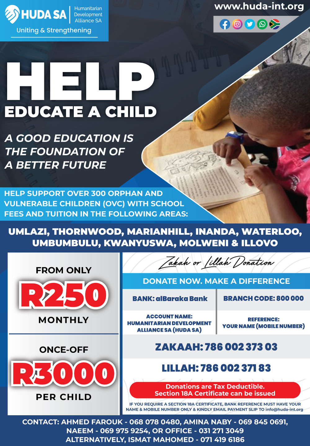 HELP EDUCATE A CHILD